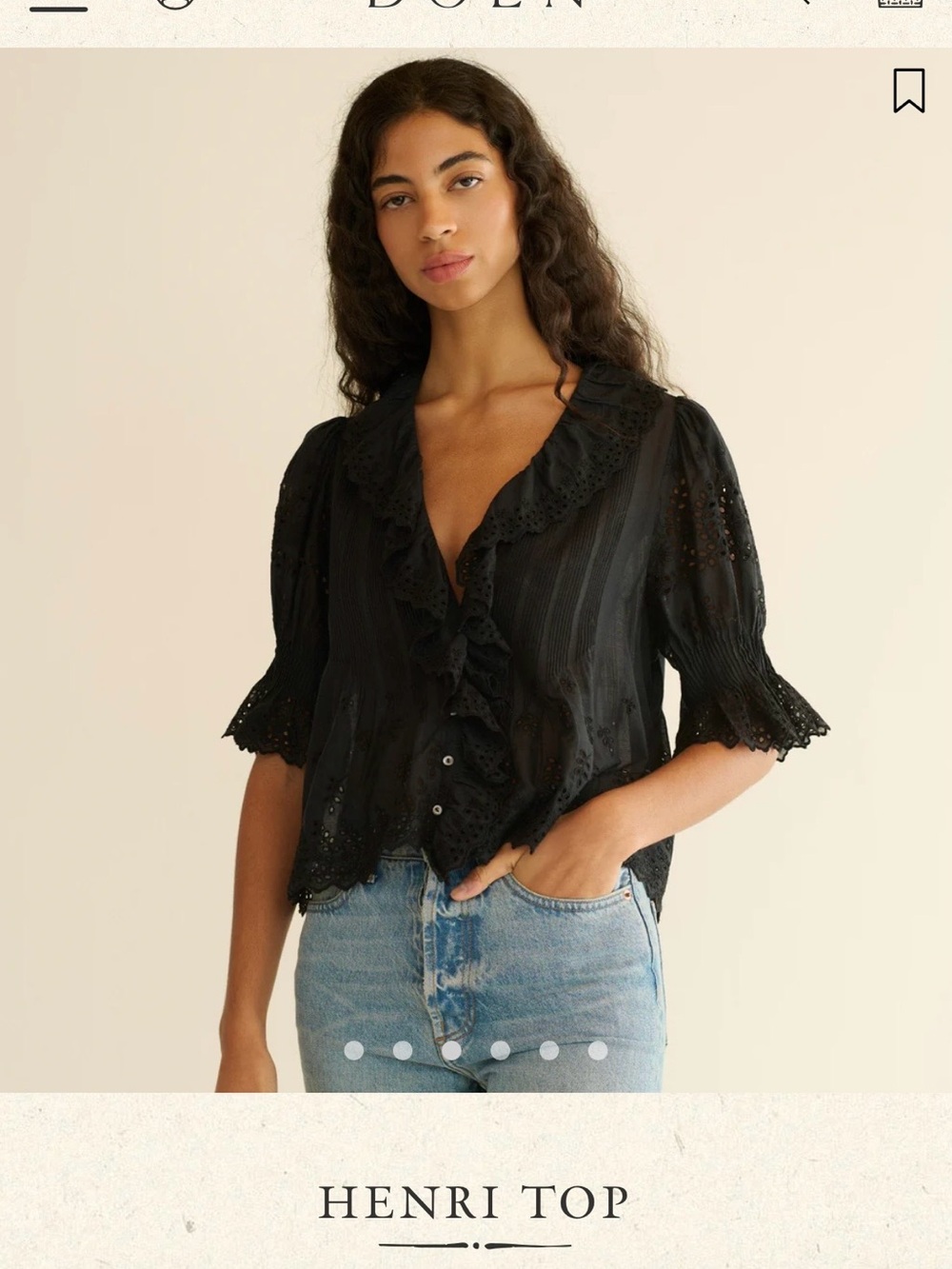 Doen Henri top black eyelet edition large